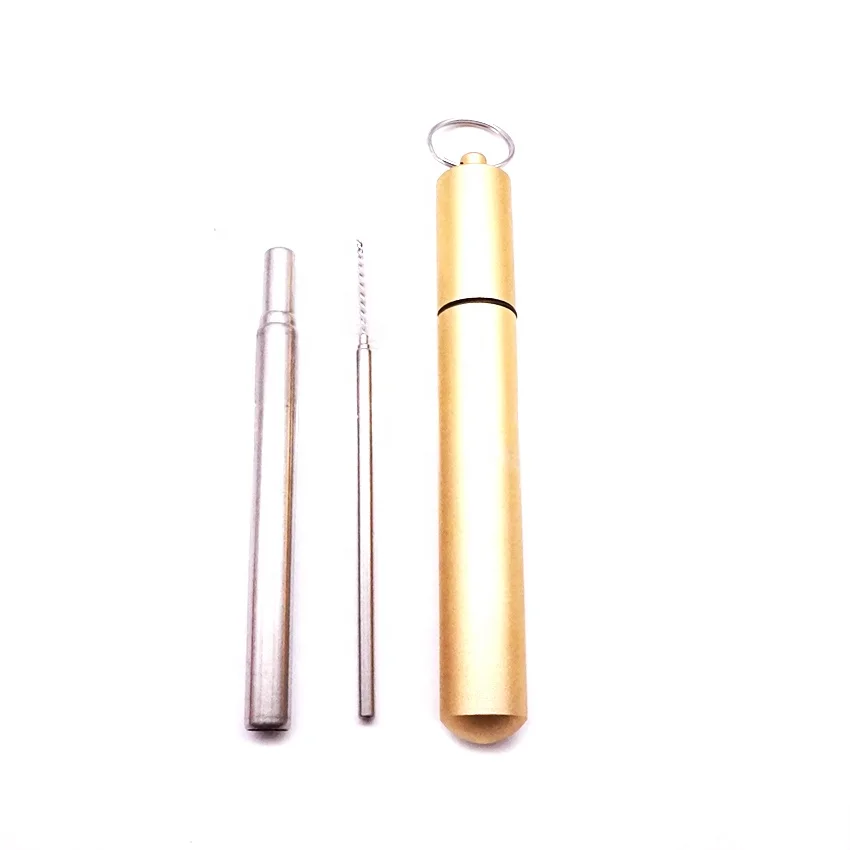 
Portable Adjustable Length Telescopic Metal Drinking Straw 