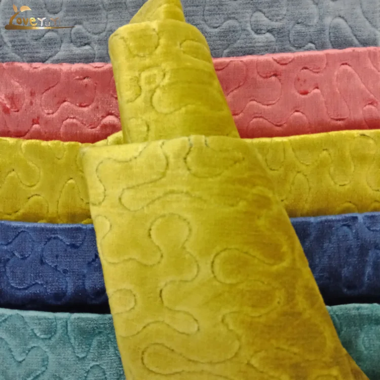 
Luxurious curtain jacquard cut velvet fabric advanced villa sofa fabric 