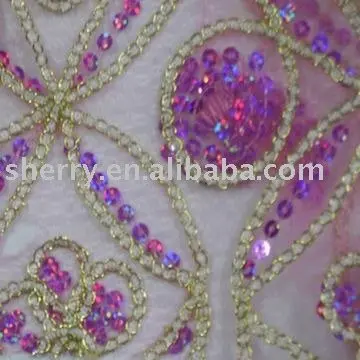 china manufactory 10 years experience metallic knitted sequin tulle metallic fabric