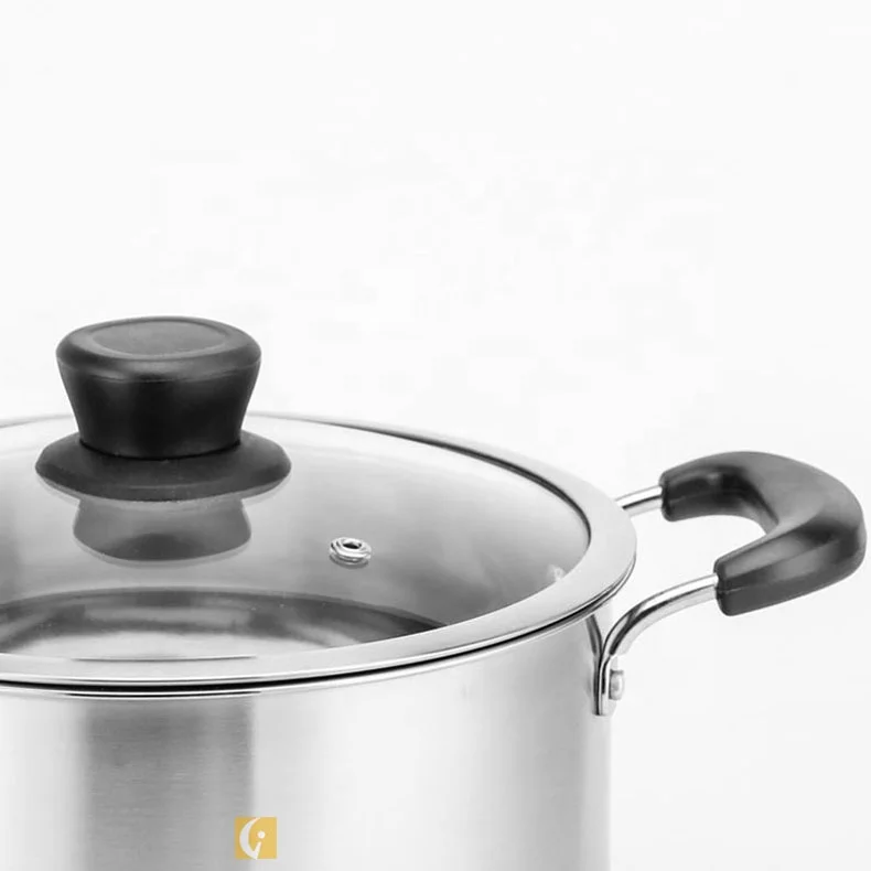 304 double bottom double handle European stainless steel soup pot wholesale cooking pot induction cooker general purpose