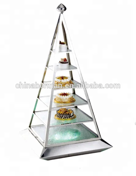 Catering & hospitality high tea restaurant mirror three layer buffet cake stand used catering equipment for sale in guangzhou