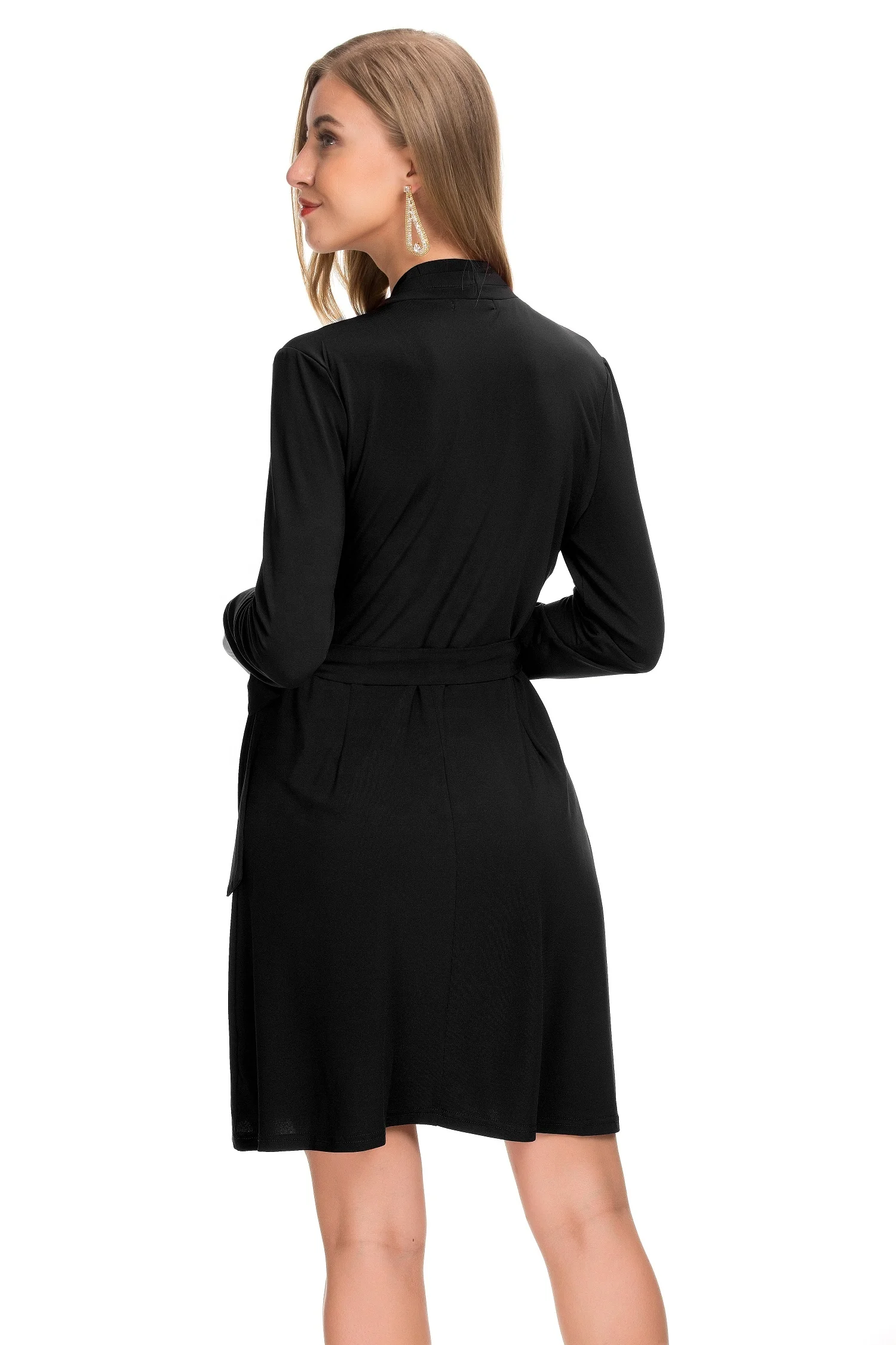 Hot Sell Women Fashion Clothes Elegant Casual Belted Faux Wrap Midi Dress  Hot Sale New Hot Sale New Style Design Spring Summer