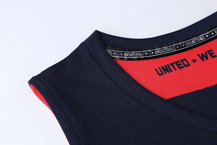 Dry Fit Fabric Team Wear Plain Black and Red Basketball Jersey Uniform