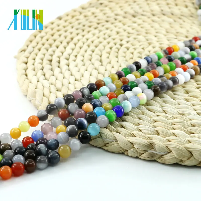 
XULIN Fashion Alibaba Beads X0007 Mixed Color Cats Eye Gemstone Glass beads For Necklace 