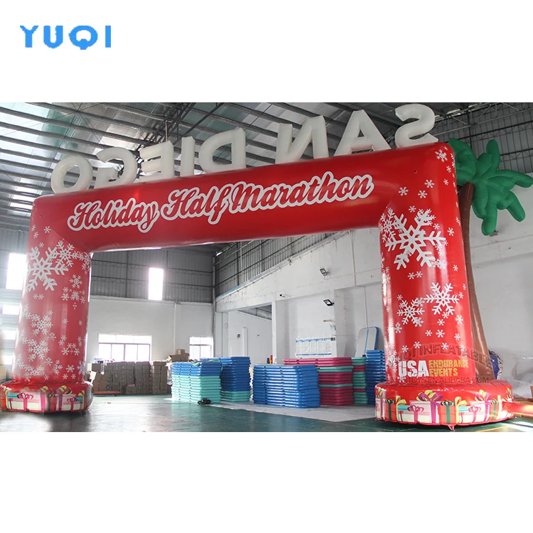 Square red inflatable arch inflatable marathon start entrance way archway for sale