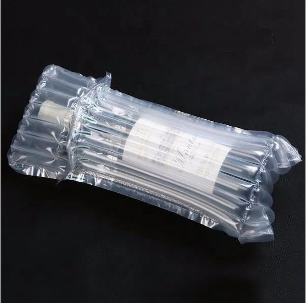 Transparent wine bottle protector inflatable plastic air bag packaging for two/three bottles