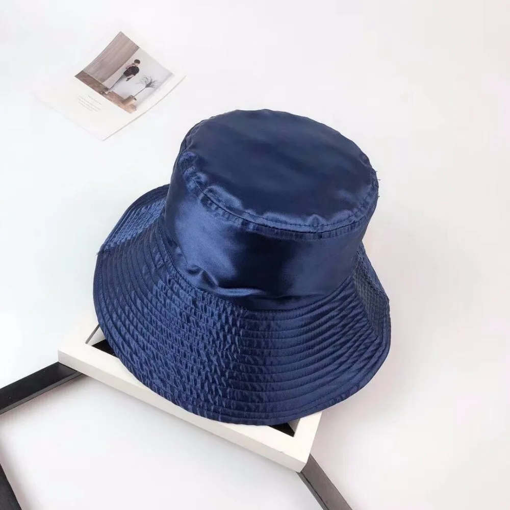 fashion unisex plain basic style solid  satin fabric bucket hat