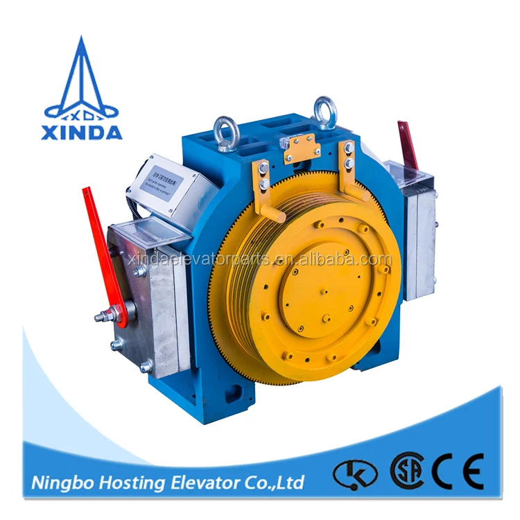 With brake release and handwinding devices elevator traction machine for villa lift