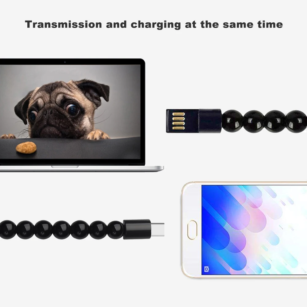 Кабель micro usb 24 см, кабель Micro USB для Samsung S9 S8 Note9 8 LG V20 Macbook Type C, жемчужный, для телефона, usb C