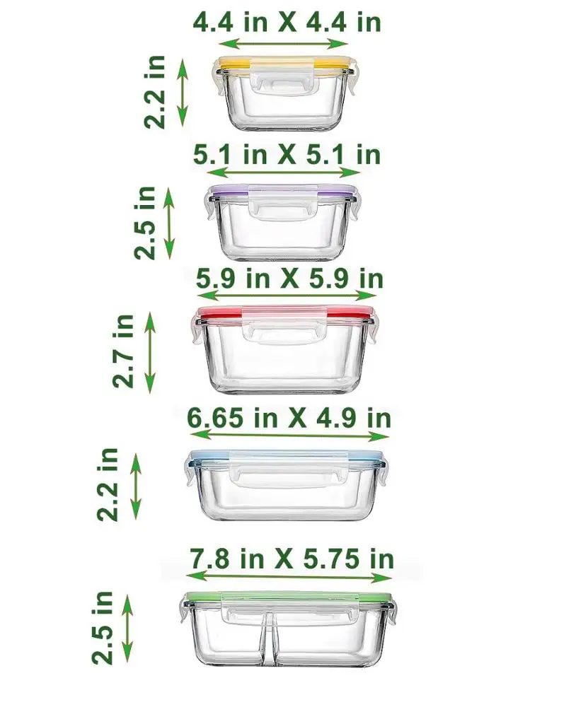 20pcs food storage containers Borosilicate Glass Food Storage Meal Saver Containers with vented Lids BPA Free Airtight