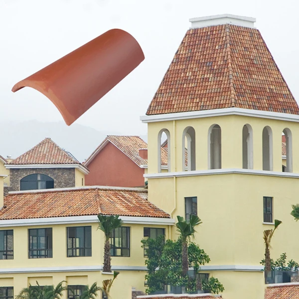 Красная цилиндрическая полукруглая глиняная черепица