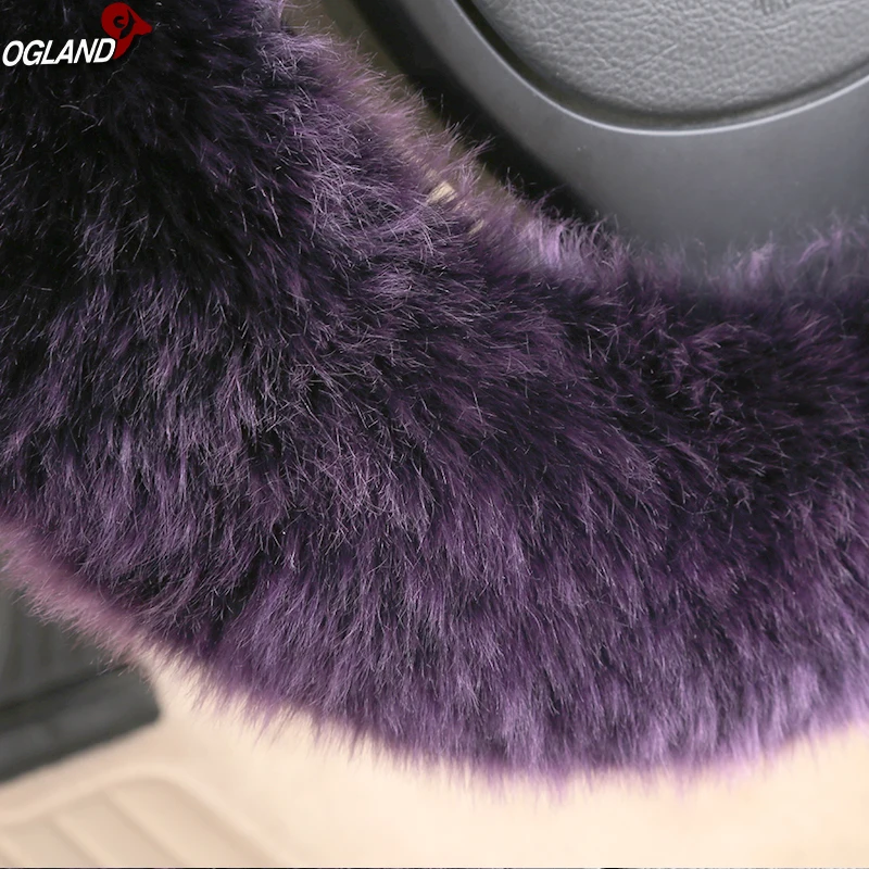 
Customized 100% Sheepskin Long Wool Steering Cover For Auto Accessories Interior Australian Merino Fur Automobile Car Parts 