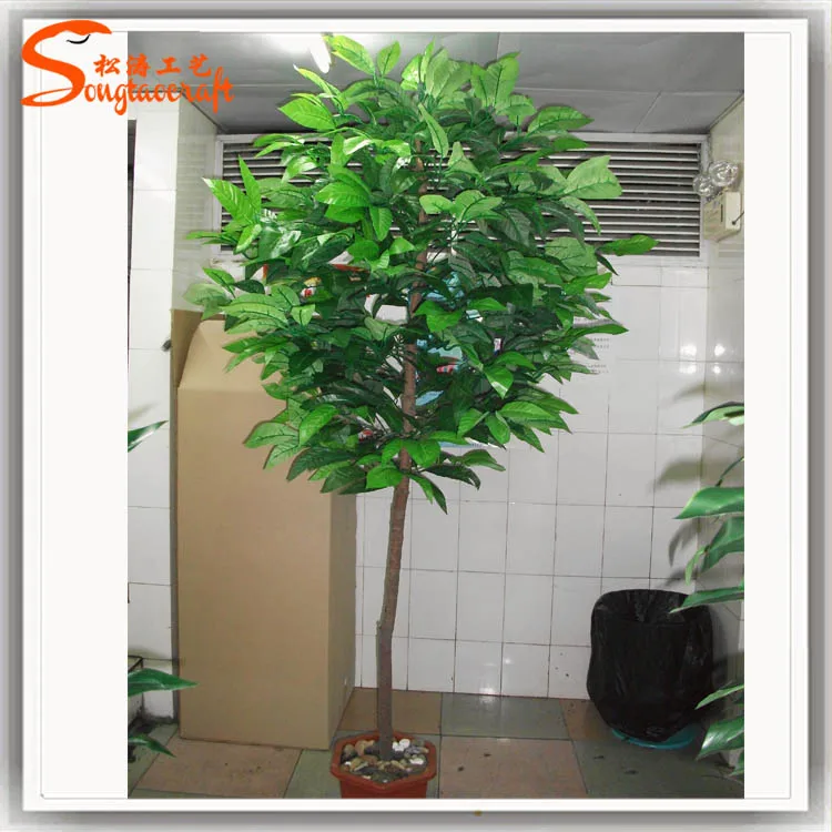 Home Decor Tropical Tree Artificial Cocoa Pods Fruit Trees Plastic Pods Tree Real Wood Plant