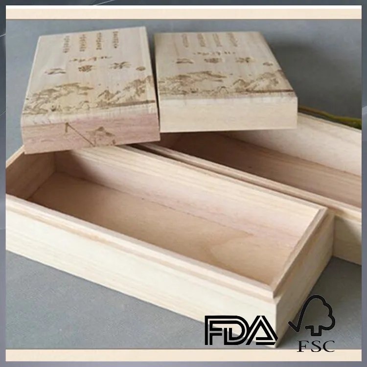 custom natural unfinished wooden tea box wooden gift box