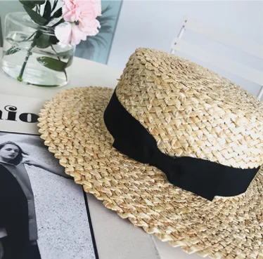 56-58cm Customized logo french female summer straw boater hat wholesale for party panama hat, women straw hat