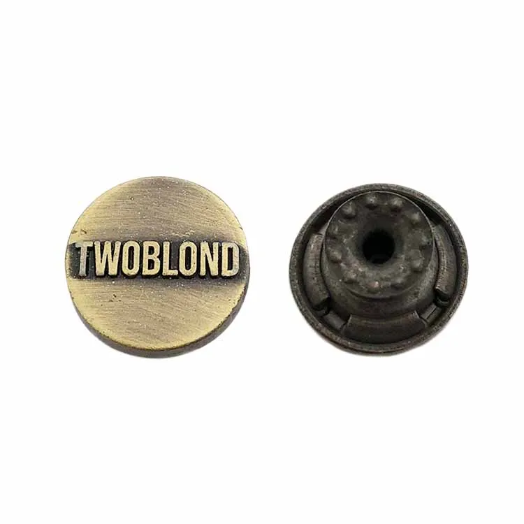 Fashion engraved brand logo custom made metal denim jeans button for garment