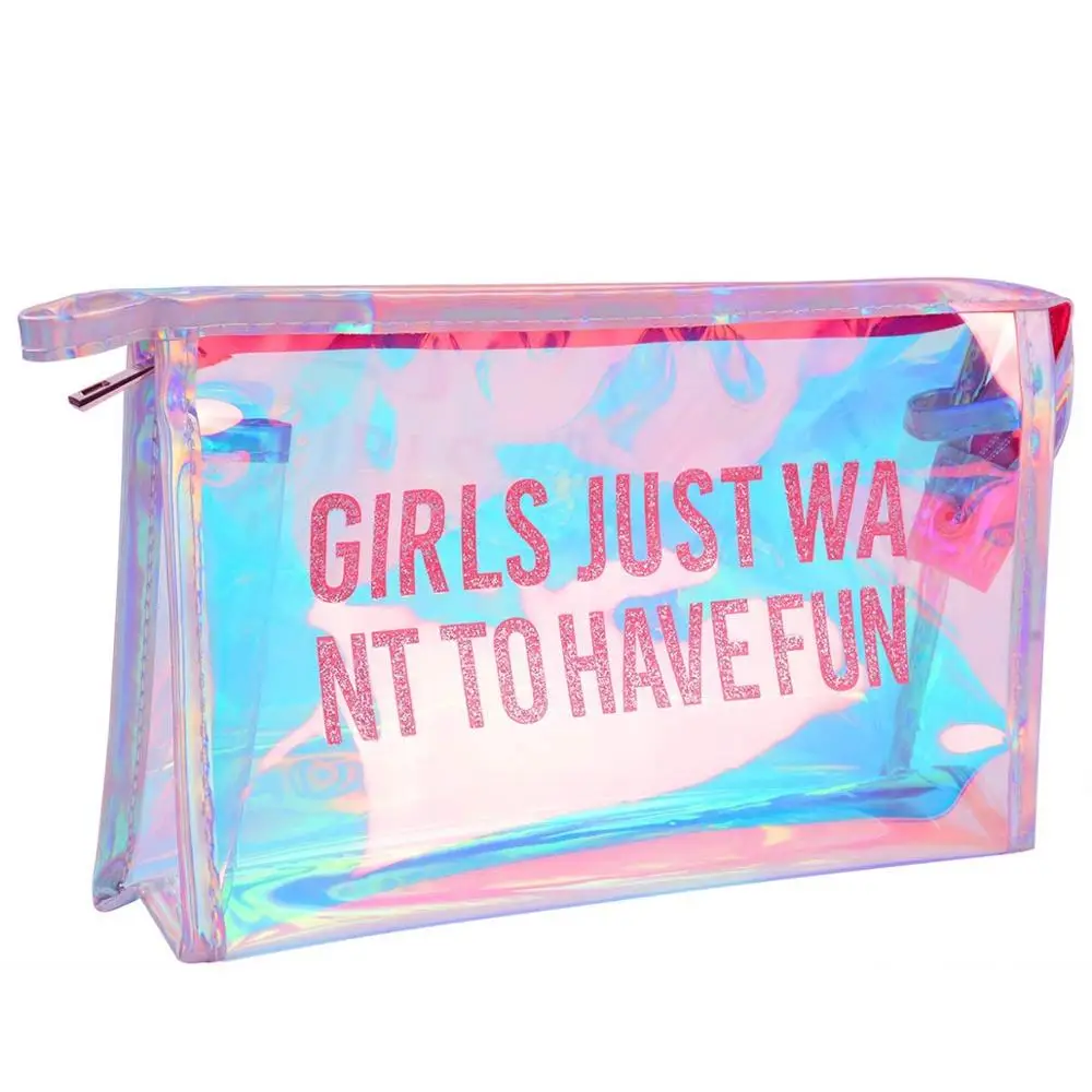 customize new fashion hologram cosmetic PVC bag holographic makeup bag Ladies Makeup Bag