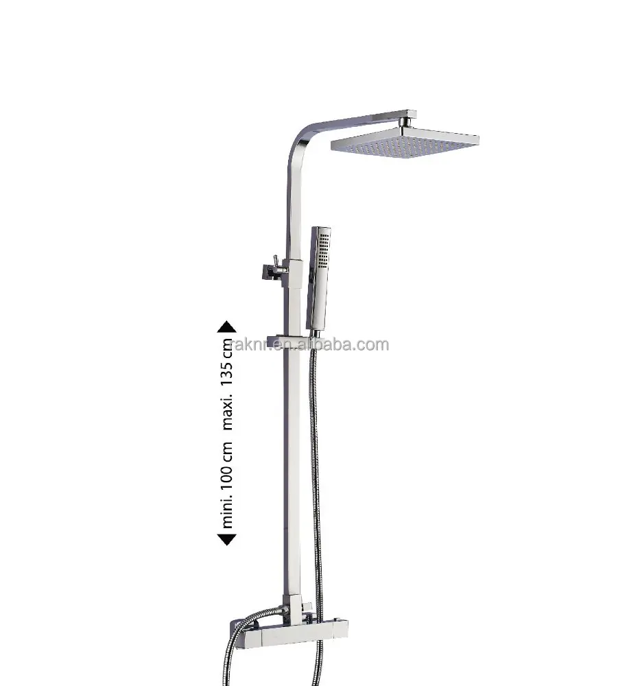 
Stainless Steel Two Shower Head Square Thermostatic Shower Mixer Valve 