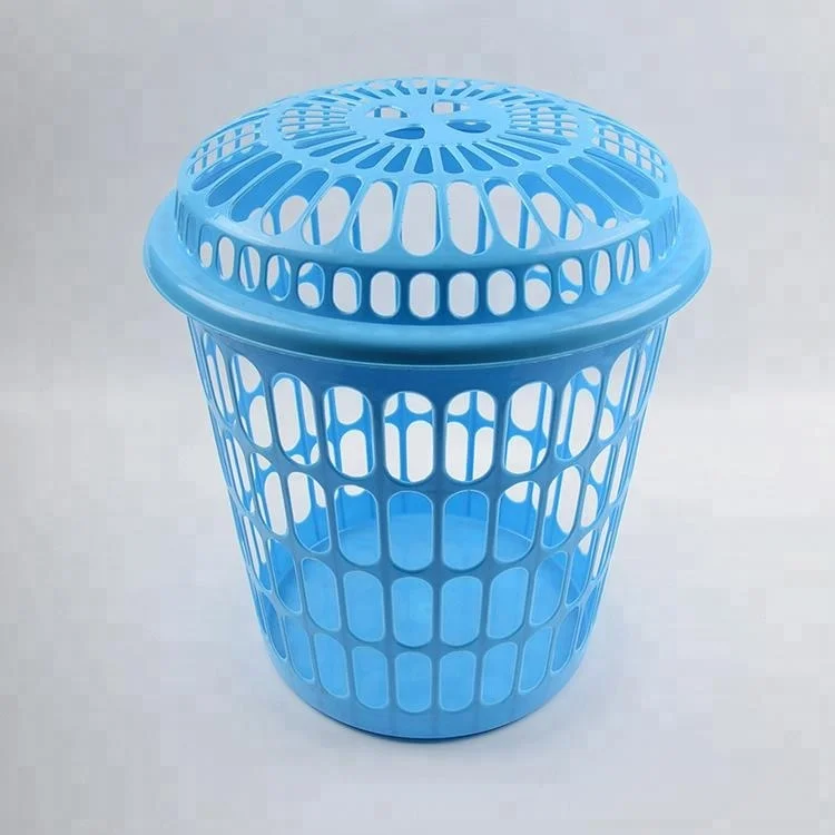 Tall Round Dirty Plastic Laundry Basket With Lid