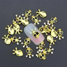 10 Pcs Glitter 3D Cuttlefish Rhinestones For Nail Art Decorations Gel Polish DIY Gold Alloy Charm