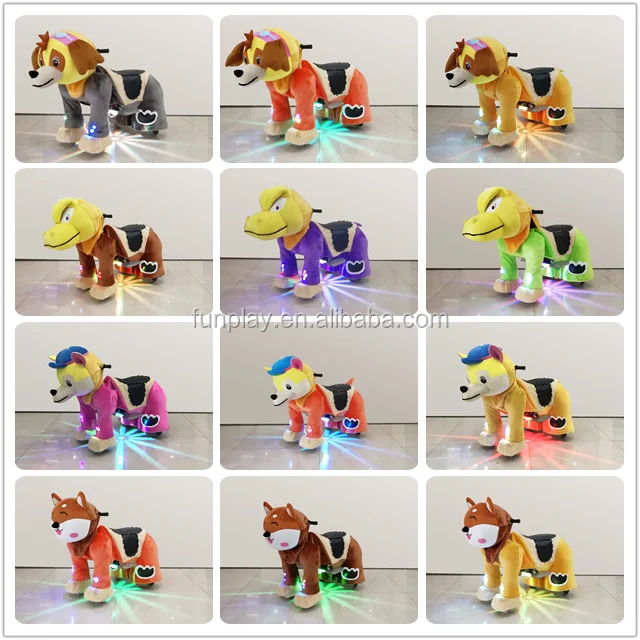 Shopping mall/games center motorized plush riding animals, battery operated walking horse toy