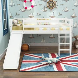 indoor strong and soft smooth cabin ladder loft wood bed with slide for your darling children