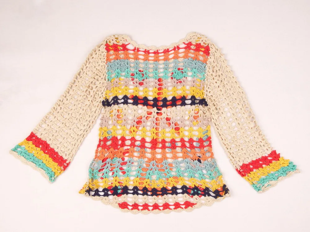 
woman multicoloured crochet pullover 