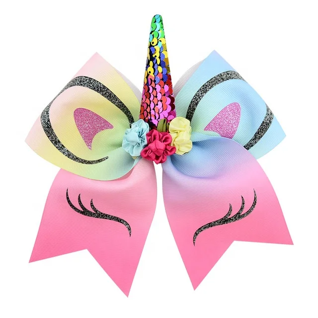 
Wholesale Ready To Ship 7 inch unicorn Bows Child Fashion Hair Accessories jojo hair bow s;eep unicorn Jojo Bow 