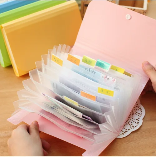 12 Layers PP Plastic Candy Color Finance Bill Folder Expanding File Folder Document Bag