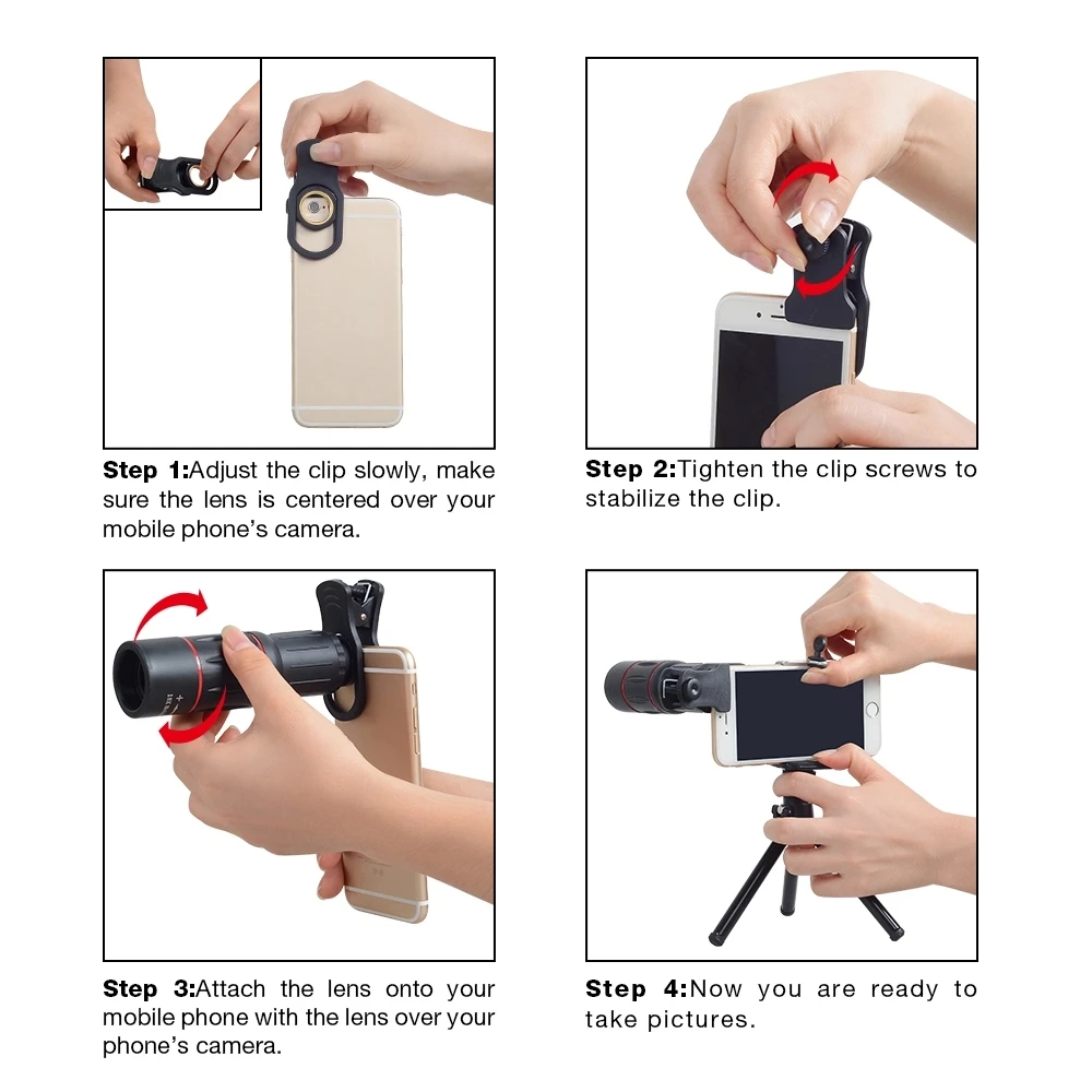 Apexel 18x 4 in 1 cell phone telephoto telescope zoom lens with mini tripod for mobile phone Amazon top selling product 2018