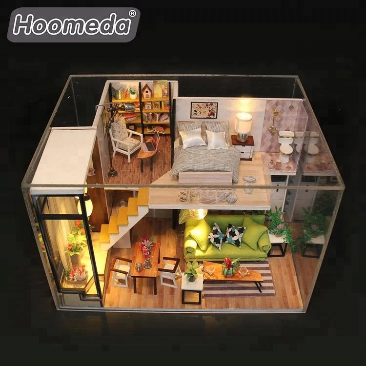 Wholesale toy 1:24 scale miniature wood crafts doll houses