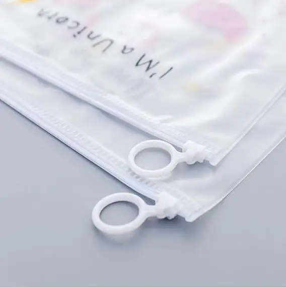 
Young girl heart pink unicorn ring zipper bag transparent pen bag lovely students creative envelope PN2690 