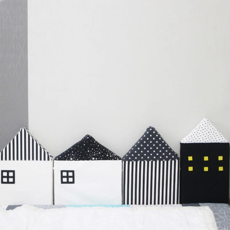 4pcs Baby Bed Bumper Little House Pattern Crib Protection Infant Cot Newborn Bedding Cute Kid Bed Fence Cotton Combination House