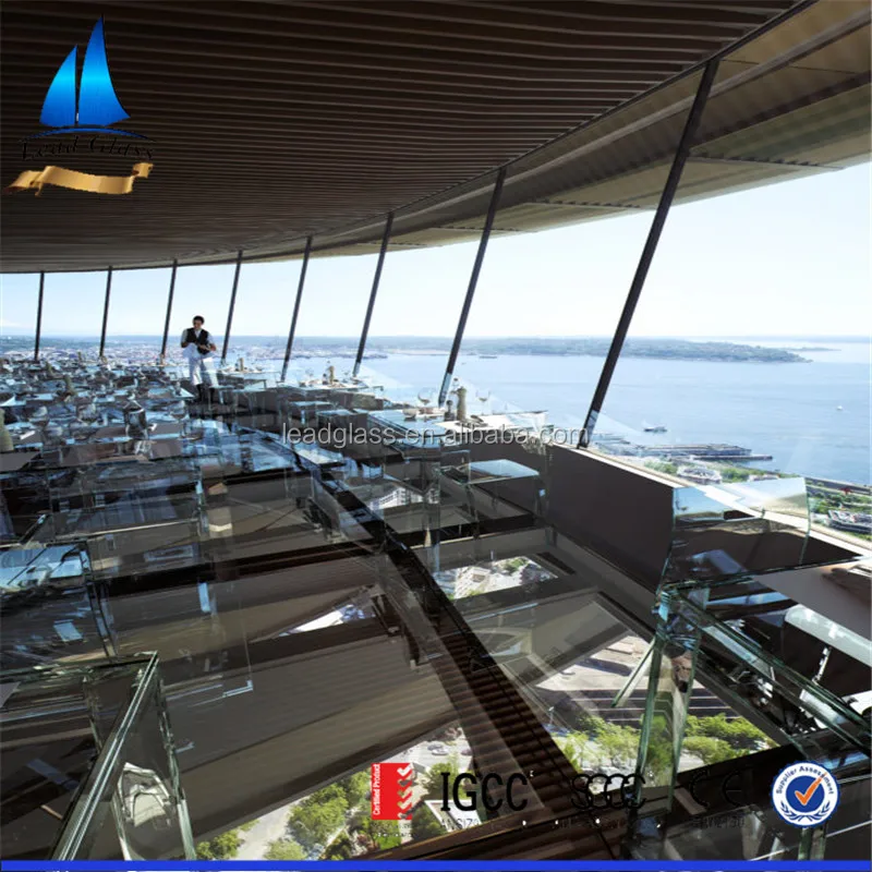 High Quality Tempered Toughened Double Triple Pane Laminated Sandwich Glass in 20mm 40mm Price / Rates For Building Floor Panels