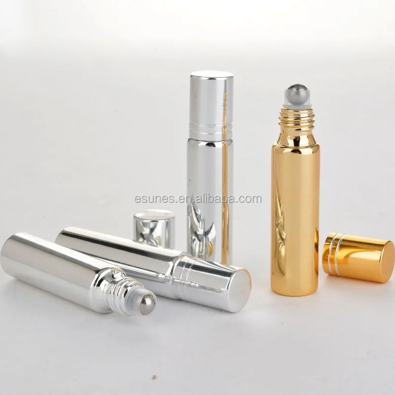 10ml Refillable Travel  UV Glass Essential Oil Roll on Bottle with stainless steel roller ball