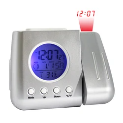 Home Travel Electronic LED Wall Projection Moon Phase Calendar Radio Controlled Alarm Clock