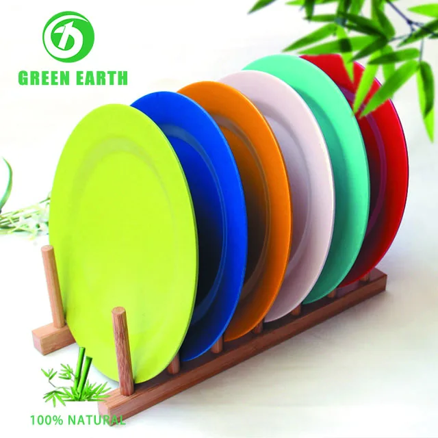 Eco-friendly natural plant fiber plate dinnerware set of 4 bamboo dishes