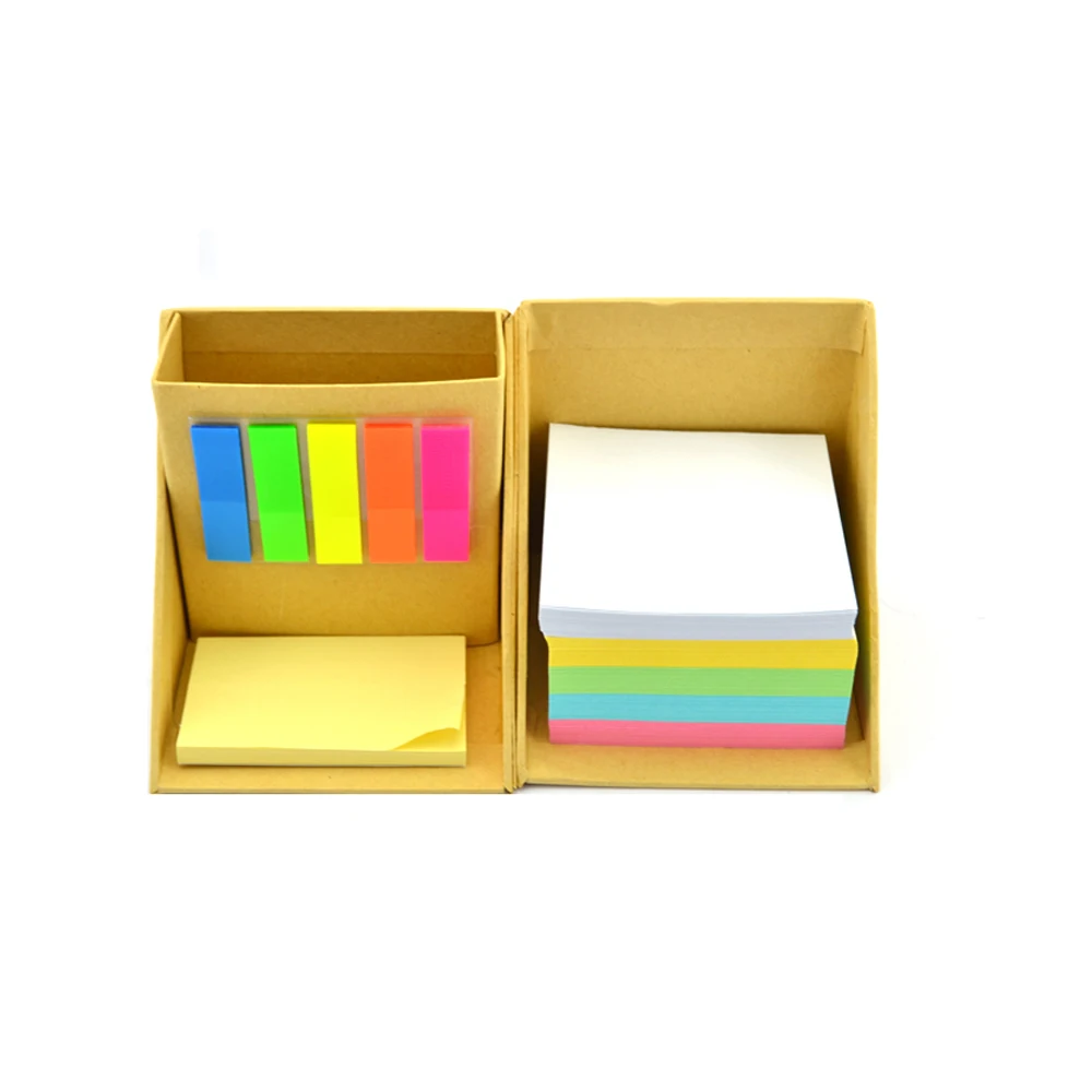 Professional Factory Custom Combined Type Sticky Notes Eco Friendly Kraft Paper Cube Memo Pad Box