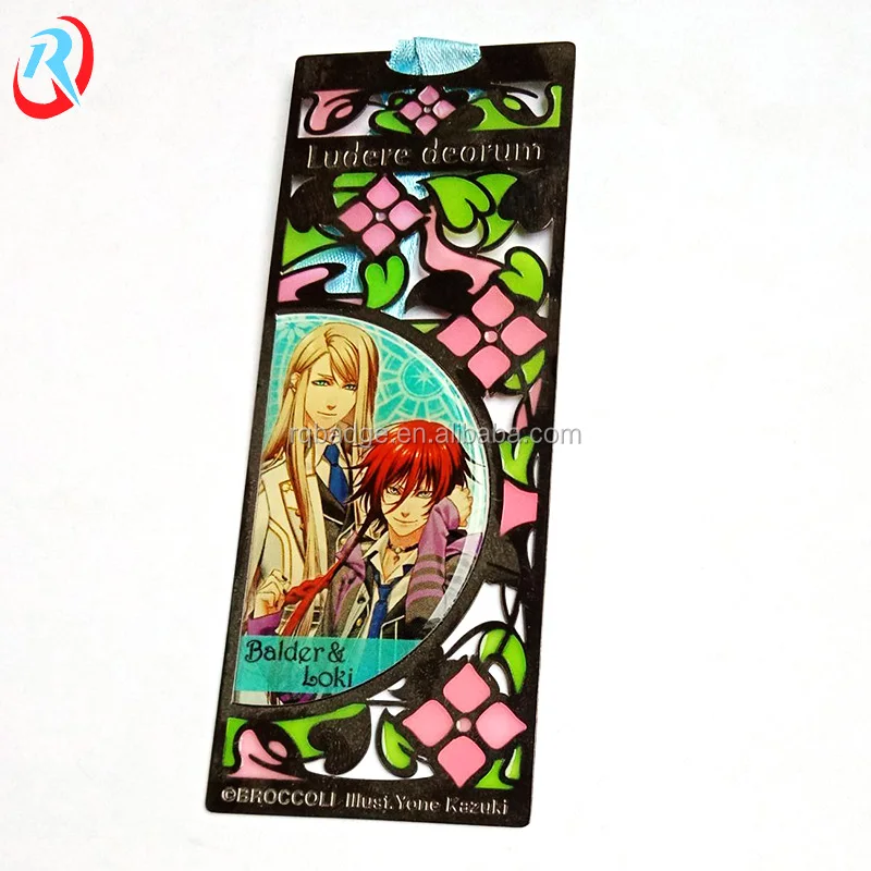 custom own  logo metal etching high quality transparent  enamel bookmark