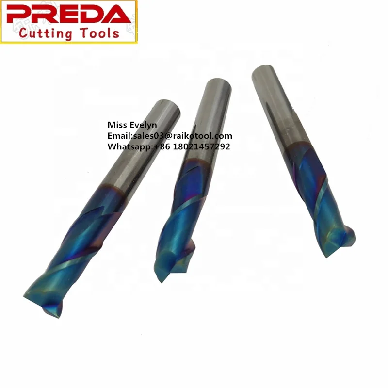solid carbide 6mm blue nano coated HRC65 2 flutes square end mills