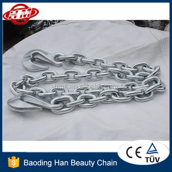 10mmx6m yellow zinc galvanized G80 lifting chain with hooks