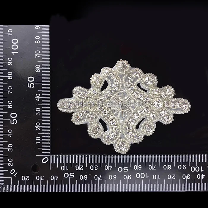 
Bridal dress hot fix rhinestone applique, rhinestone beaded iron on patches for dance dress 