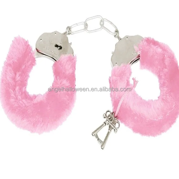 METAL RED BLACK PINK FURRY FLUFFY FURRY HANDCUFFS FANCY DRESS SEXY ROLE PLAY BP2775