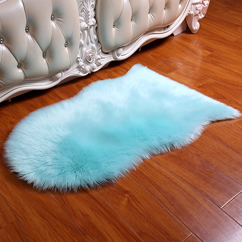 60x90cm Artificial Sheepskin Hairy Carpet for Living Room Bedroom Rugs Skin Fur Plain Fluffy Area Rugs Washable Bedroom Faux Mat
