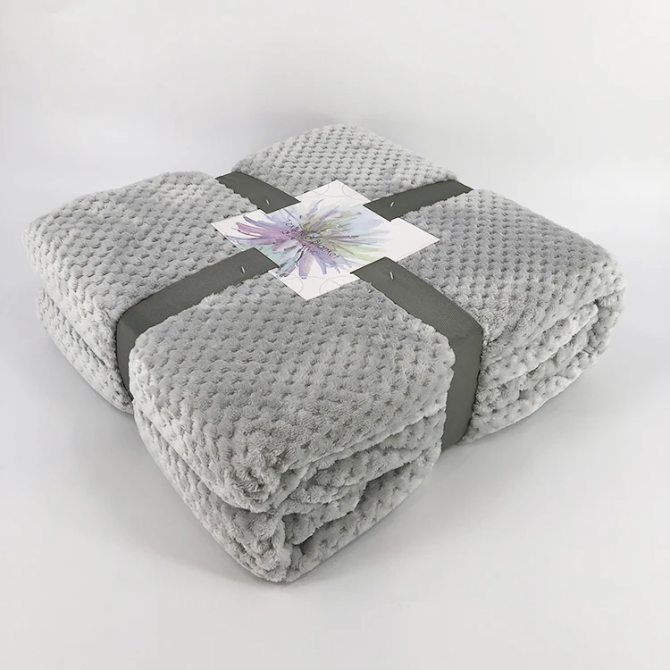 Pineapple Plaid plush solid knitted Flannel Polyester blanket throw