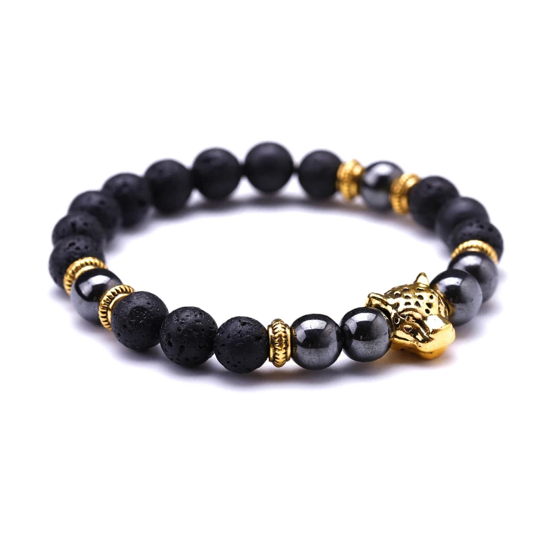 Trade Insurance High Quality Hematite Lava Stone Bracelet Charm Helmet