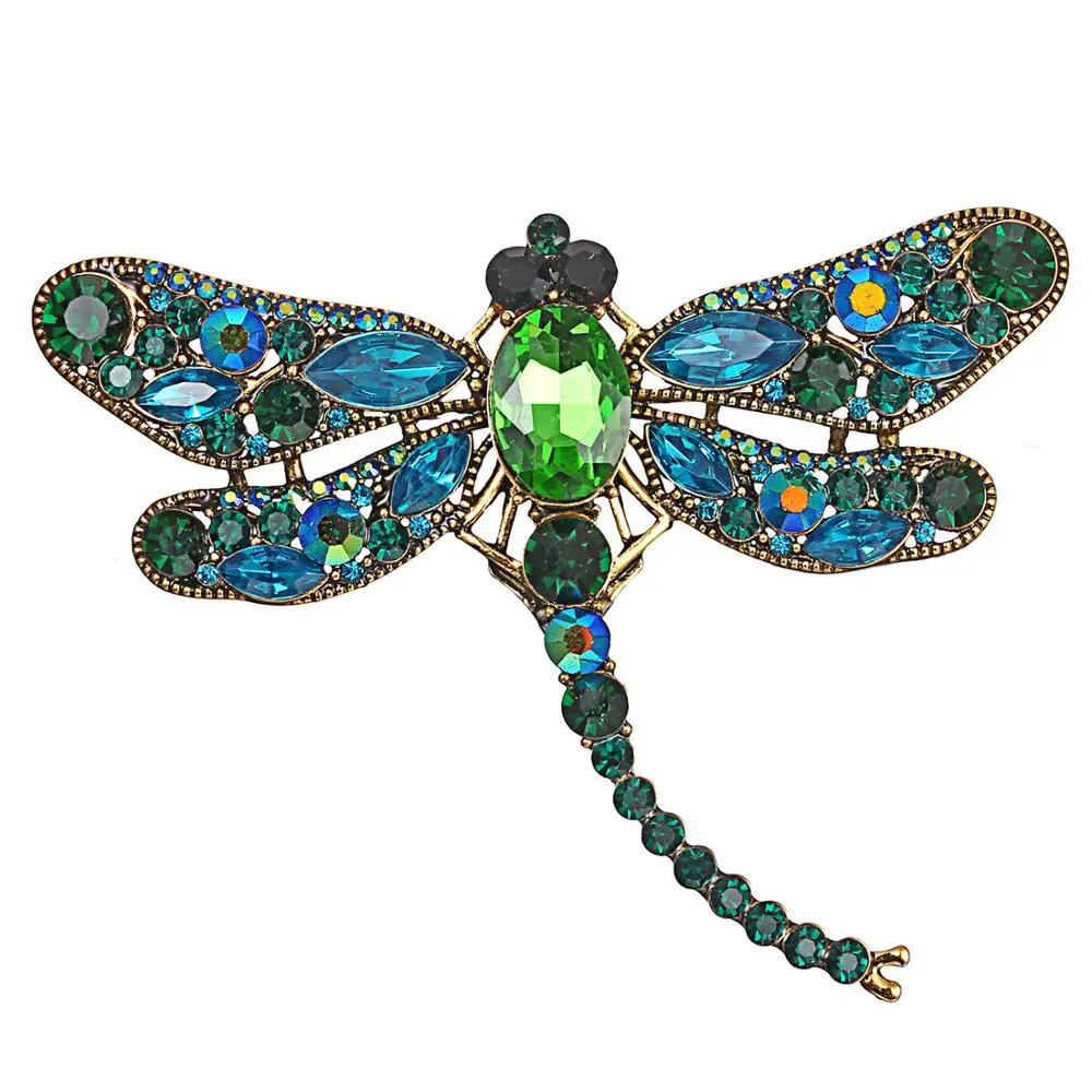 Women Metla Animal Brooch Pin Jewelry Crystal Dragonfly Brooch