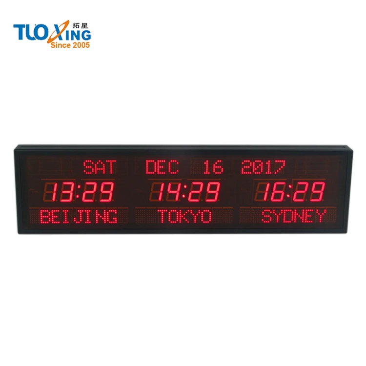 1.8 inch LED digital world time calendar clock wall clock