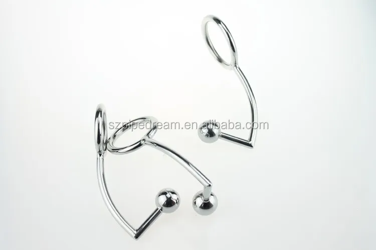 Stainless Steel Metal Male Anal Hook  Penis Chastity Lock Fetish Cock Ring