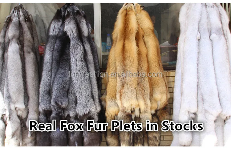 Wholesale Genuine Natural Blue Fox Fur Pelts for Women Winter Parka Hood with Low Prices